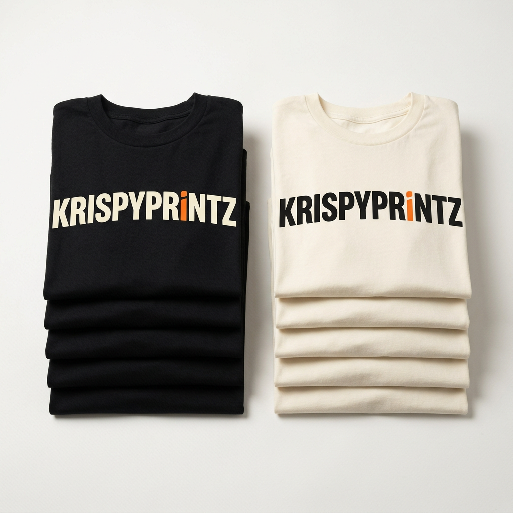 Illustrative KrispyPrintz custom T-shirt bundle mockup