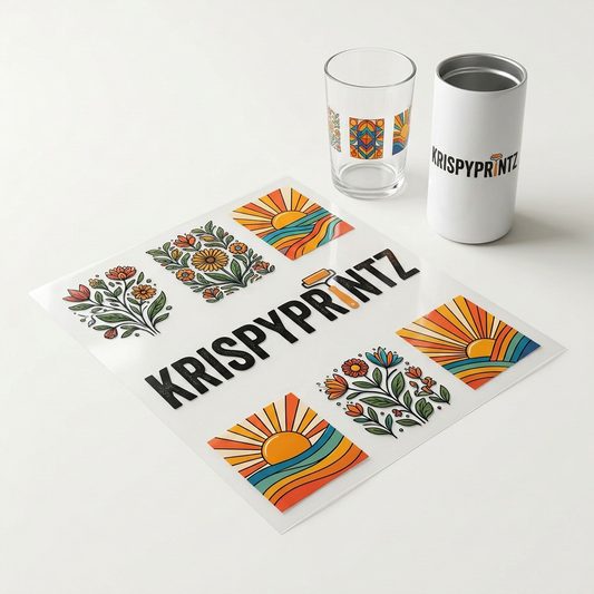 KrispyPrintz branded UV-DTF gangsheet mockup
